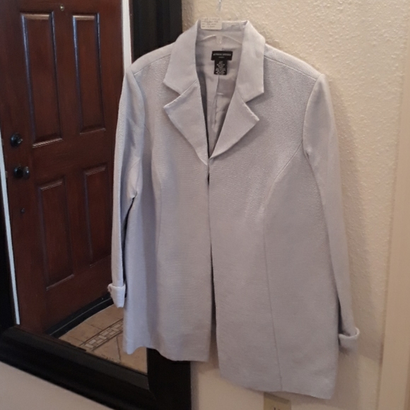 Sutton Studio Silk / Cotton Blue & White Blazer - Picture 3 of 8